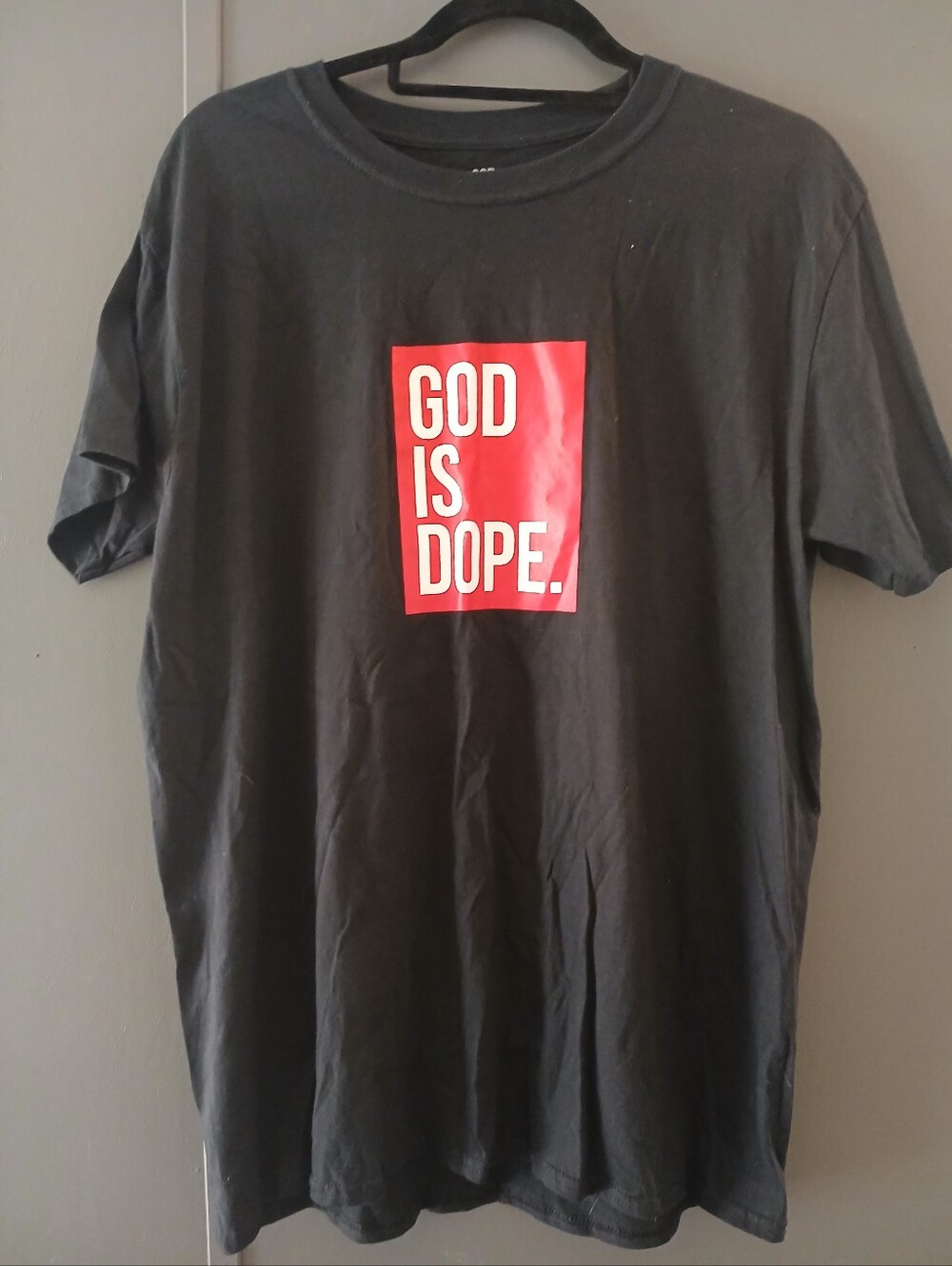 Mens God is Dope Black Short Sleeve T shirt 23 GOAT Sz Large